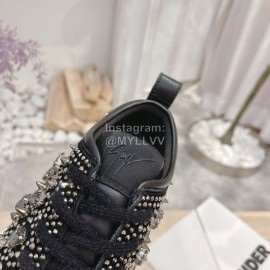 Giuseppe Zanotti Diamond Cowhide Thick Soled Sneakers For Women Black