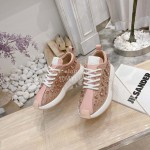 Giuseppe Zanotti Diamond Cowhide Thick Soled Sneakers For Women Pink 