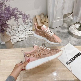 Giuseppe Zanotti Diamond Cowhide Thick Soled Sneakers For Women Pink 