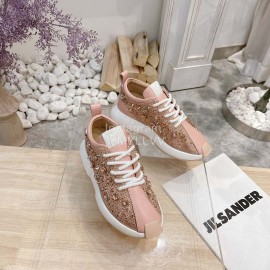 Giuseppe Zanotti Diamond Cowhide Thick Soled Sneakers For Women Pink 