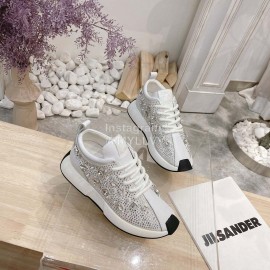 Giuseppe Zanotti Diamond Cowhide Thick Soled Sneakers For Women White