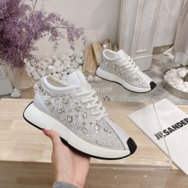 Giuseppe Zanotti Diamond Cowhide Thick Soled Sneakers For Women White