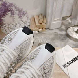 Giuseppe Zanotti Diamond Cowhide Thick Soled Sneakers For Women White