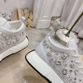 Giuseppe Zanotti Diamond Cowhide Thick Soled Sneakers For Women White
