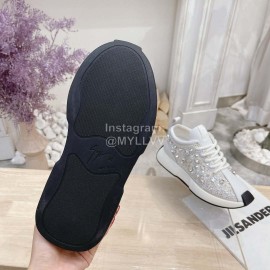 Giuseppe Zanotti Diamond Cowhide Thick Soled Sneakers For Women White