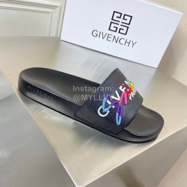 Givenchy Embroidery Logo Leather Slippers For Men And Women Black