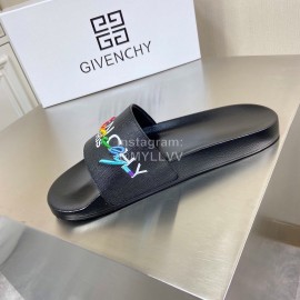 Givenchy Embroidery Logo Leather Slippers For Men And Women Black