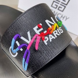 Givenchy Embroidery Logo Leather Slippers For Men And Women Black