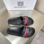 Givenchy Embroidery Logo Black Leather Slippers For Men And Women