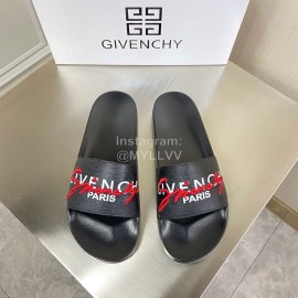 Givenchy Embroidery Logo Black Leather Slippers For Men And Women