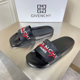 Givenchy Embroidery Logo Black Leather Slippers For Men And Women