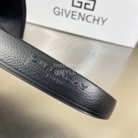 Givenchy Embroidery Logo Black Leather Slippers For Men And Women