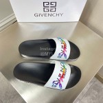 Givenchy Embroidery Logo Leather Slippers Black For Men And Women