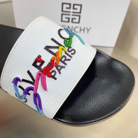 Givenchy Embroidery Logo Leather Slippers Black For Men And Women