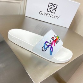 Givenchy Embroidery Logo Leather Slippers For Men And Women White