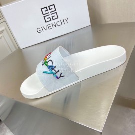 Givenchy Embroidery Logo Leather Slippers For Men And Women White