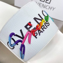 Givenchy Embroidery Logo Leather Slippers For Men And Women White