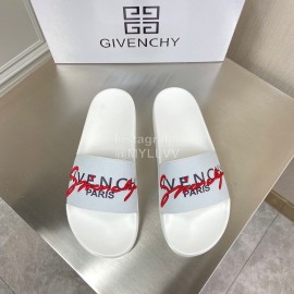 Givenchy Embroidery Logo White Leather Slippers For Men And Women