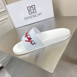 Givenchy Embroidery Logo White Leather Slippers For Men And Women