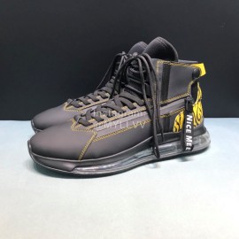 Givenchy Leather Elastic Cloth Air Cushion High Top Sneakers For Men Black