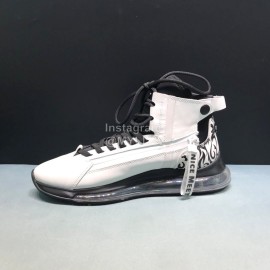 Givenchy Leather Elastic Cloth Air Cushion High Top Sneakers For Men White