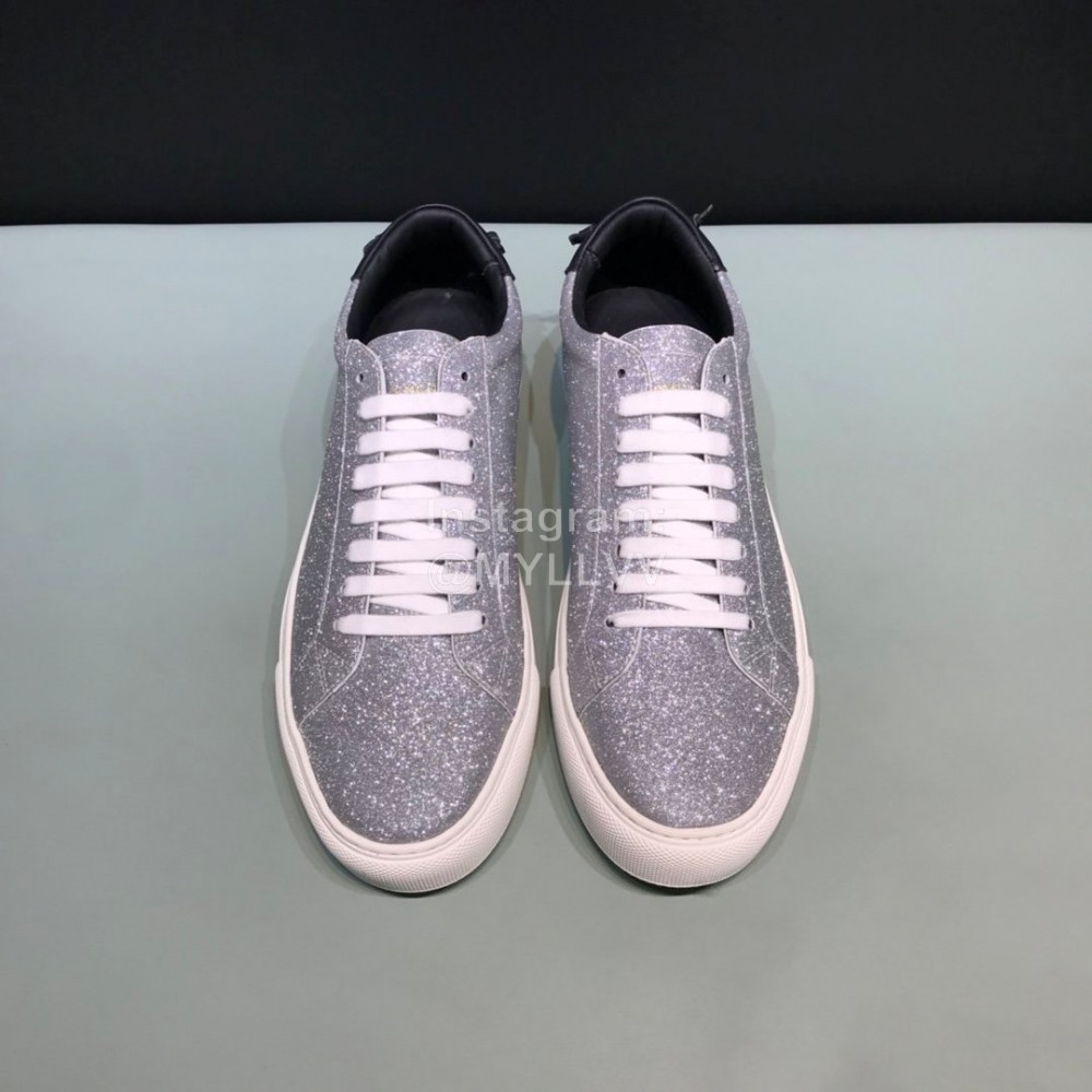 Givenchy Cowhide Lace Up Casual Shoes For Men And Women Silver