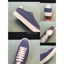 Givenchy Shining Cowhide Lace Up Casual Shoes For Men And Women Blue