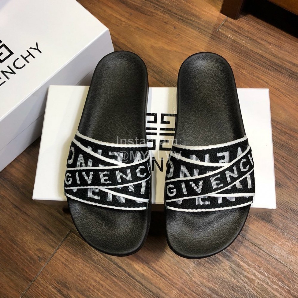 Givenchy Summer Embroidered Webbing Slippers For Men Black