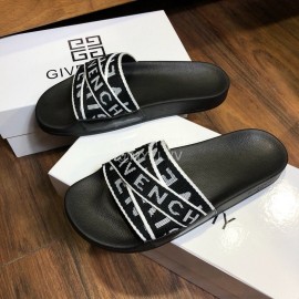 Givenchy Summer Embroidered Webbing Slippers For Men Black