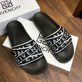 Givenchy Summer Embroidered Webbing Slippers For Men Black