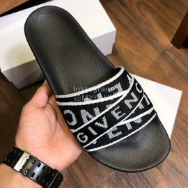 Givenchy Summer Embroidered Webbing Slippers For Men Black