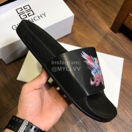 Givenchy Summer New Printed Calf Leather Slippers Black For Men 
