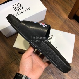Givenchy Summer New Printed Calf Leather Slippers Black For Men 