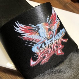 Givenchy Summer New Printed Calf Leather Slippers Black For Men 