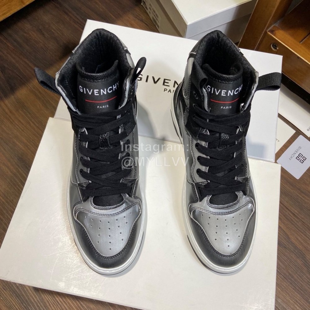 Givenchy Leisure Sports High Top Shoes For Men Silver