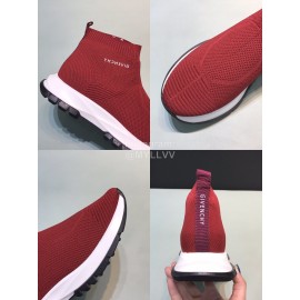 Givenchy Printed Breathable Knitted High Top Casual Shoes For Men Red