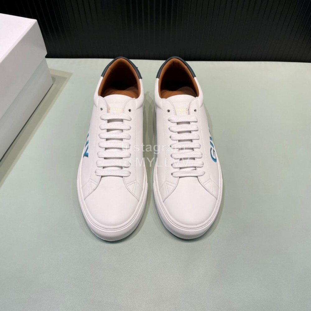 Givenchy Calf Leather Blue Letter Printed Casual Shoes For Men And Women