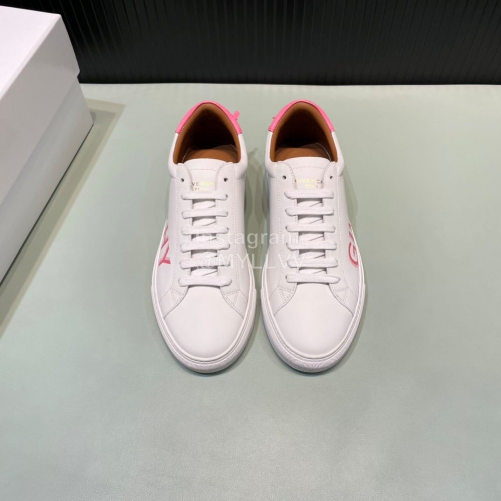 Givenchy Calf Leather Rose Red Letter Printed Casual Shoes For Men And Women