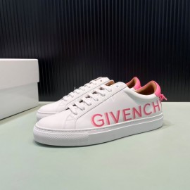 Givenchy Calf Leather Rose Red Letter Printed Casual Shoes For Men And Women