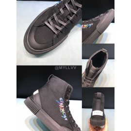 Givenchy Fashion Letter Embroidery High Top Canvas Shoes For Men Black