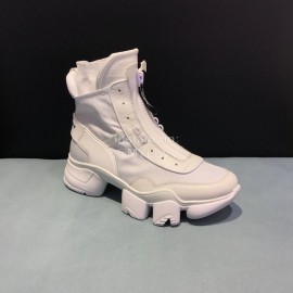 Givenchy Nylon Leather High Top Thick Soled Sneakers For Men White