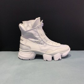 Givenchy Nylon Leather High Top Thick Soled Sneakers For Men White