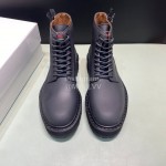 Givenchy Black Calf Leather Lace Up Boots For Men