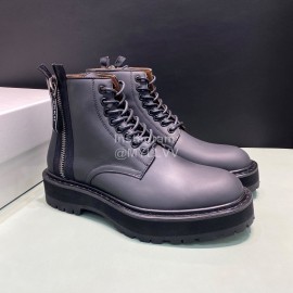 Givenchy Black Calf Leather Lace Up Boots For Men