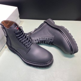 Givenchy Black Calf Leather Lace Up Boots For Men