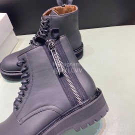 Givenchy Black Calf Leather Lace Up Boots For Men