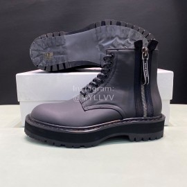 Givenchy Black Calf Leather Lace Up Boots For Men