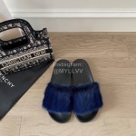 Givenchy Autumn Winter Soft Mink Hair Flat Heel Slippers For Women Blue