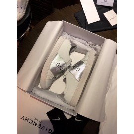 Givenchy Silk Leather Lace Up Casual Sneakers For Men And Women Silver