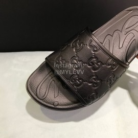 Gucci Black Embossed Leather Slippers For Men